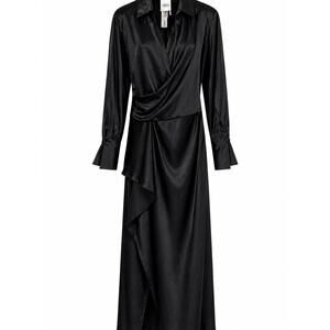 Simkhai Elegant Black Wrap Midi Dress